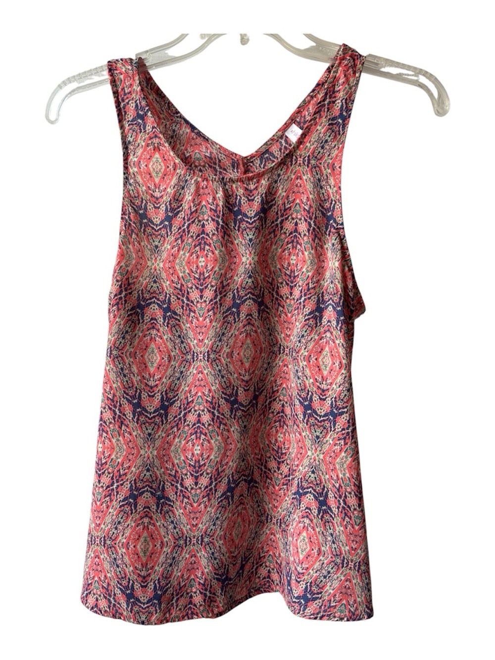 Patterned Pink Blue Sleeveless Tank Top